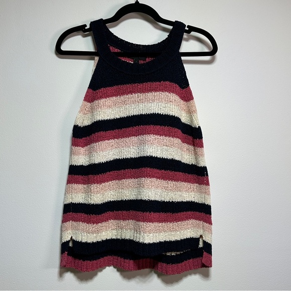 J. Crew | Striped Knit Tank Top | High-Low Hem Sweater Vest | Cotton Blend - Picture 1 of 8